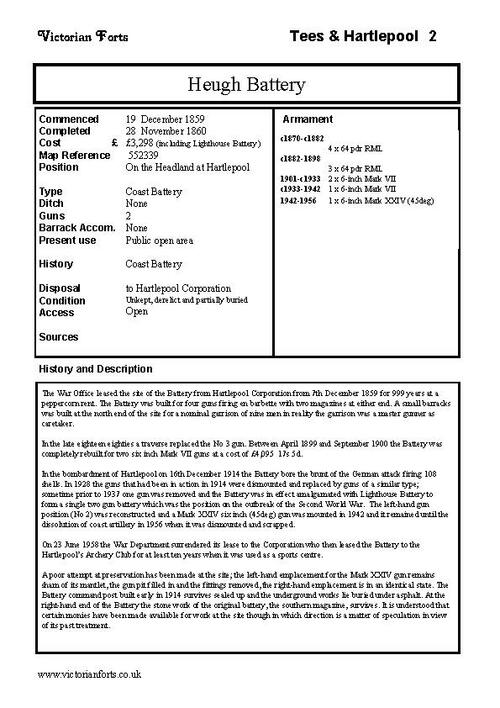 Heugh Battery datasheet